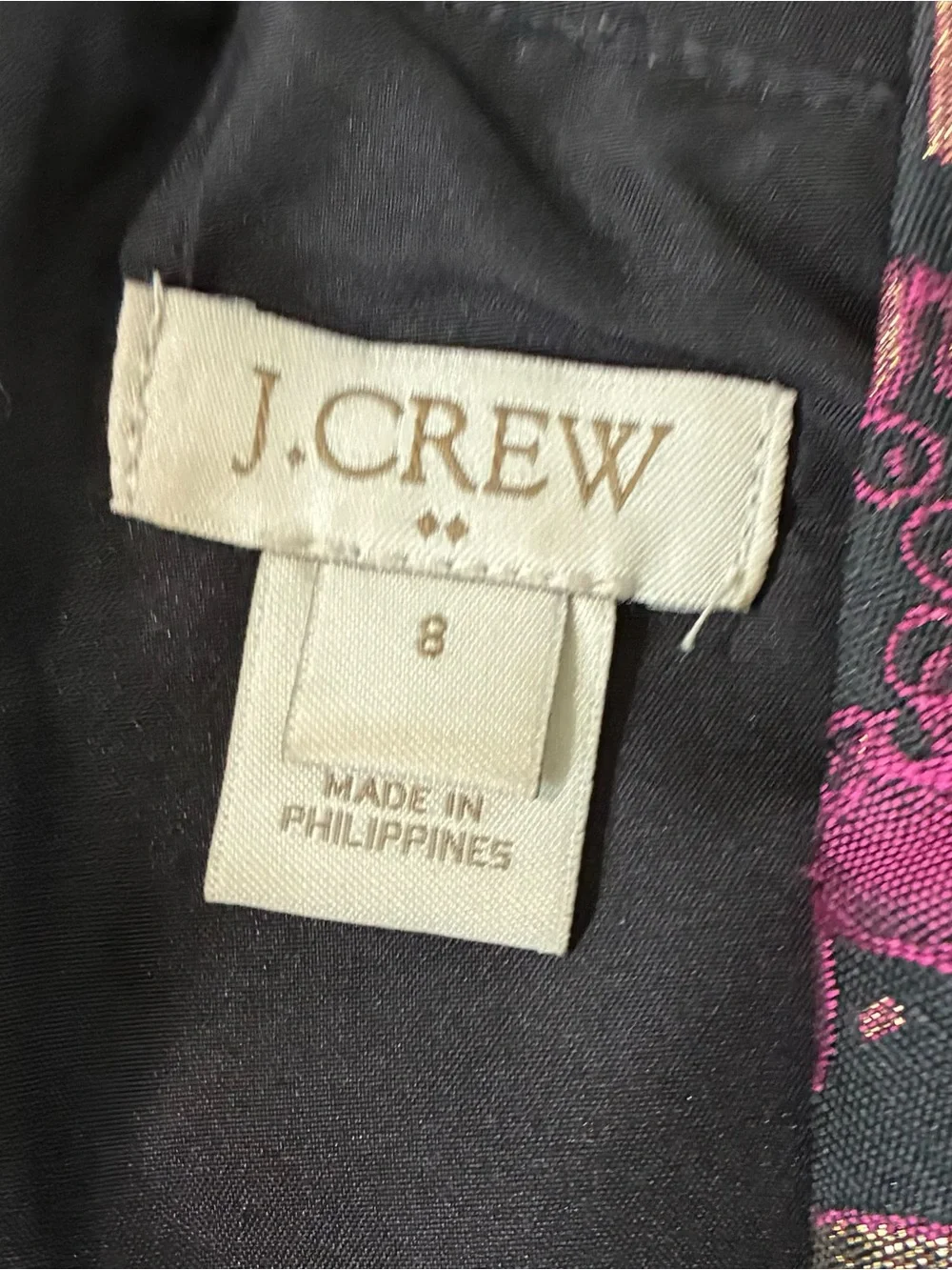 J. Crew Floral Jacquard V-Neck Sheath Dress in Black and Pink Classic